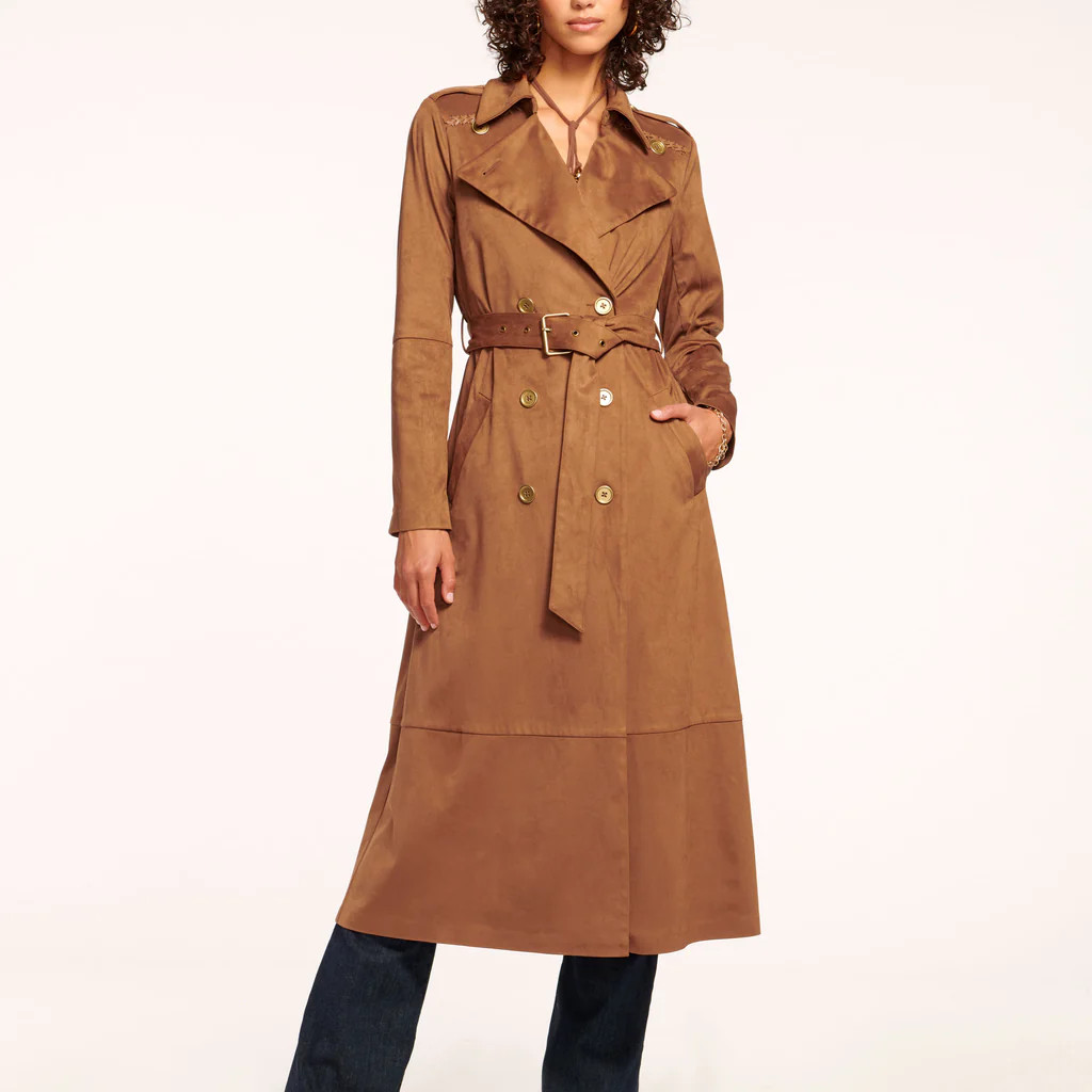 Hermione Faux Suede Trench Coat | Ramy Brook