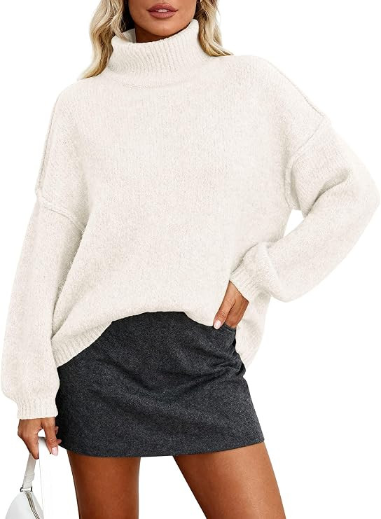 PRETTYGARDEN Oversized Sweaters for Women Fall Clothes 2026 Long Sleeve Mock Neck Tops Chunky Kni... | Amazon (US)