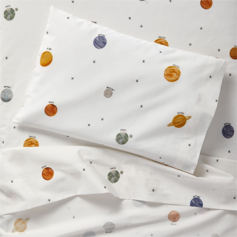 Stay Cool Outer Orbit Organic Cotton Toddler Sheet Set + Reviews | Crate & Kids | Crate & Barrel