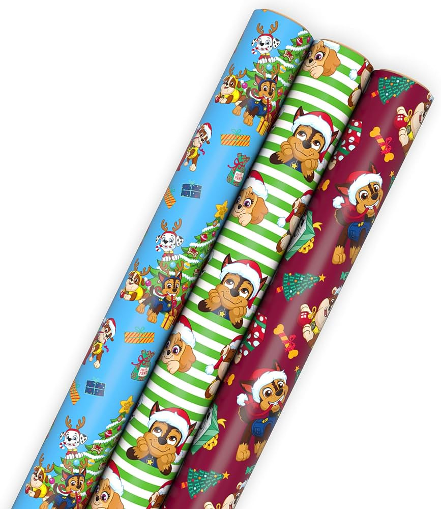 Hallmark Paw Patrol Christmas Wrapping Paper Rolls (3 Rolls: 105 Sq. Ft. Total) Gift Wrap for Kid... | Amazon (US)