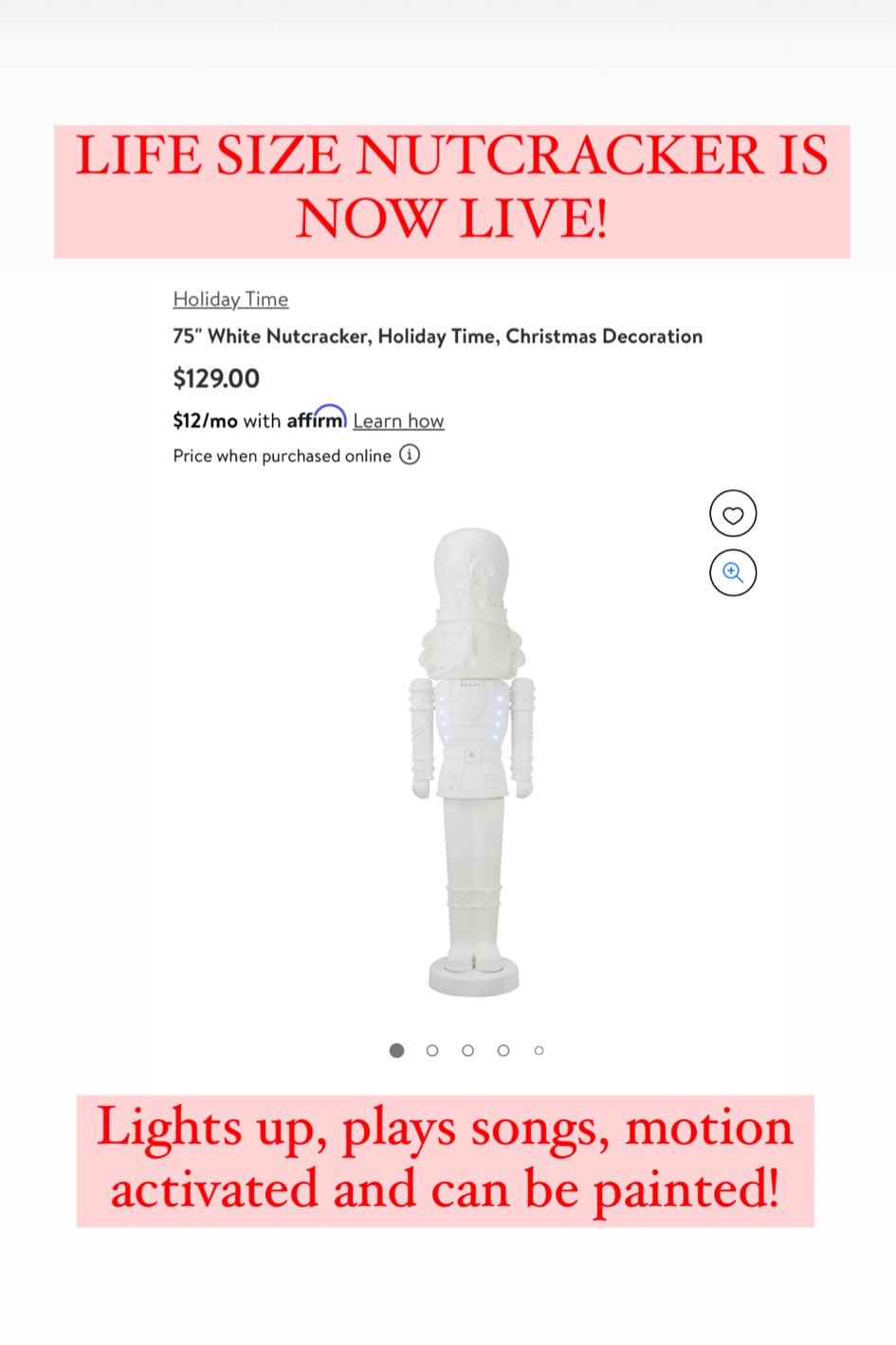 The viral life size nutcracker from Walmart is now live!!!