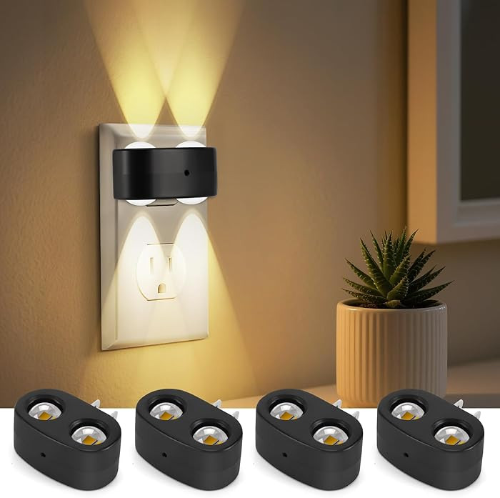 4-Pack LED Night Lights Plug into Wall, 2700K Soft White with Light Sensor, Ambient Lighting for ... | Amazon (US)