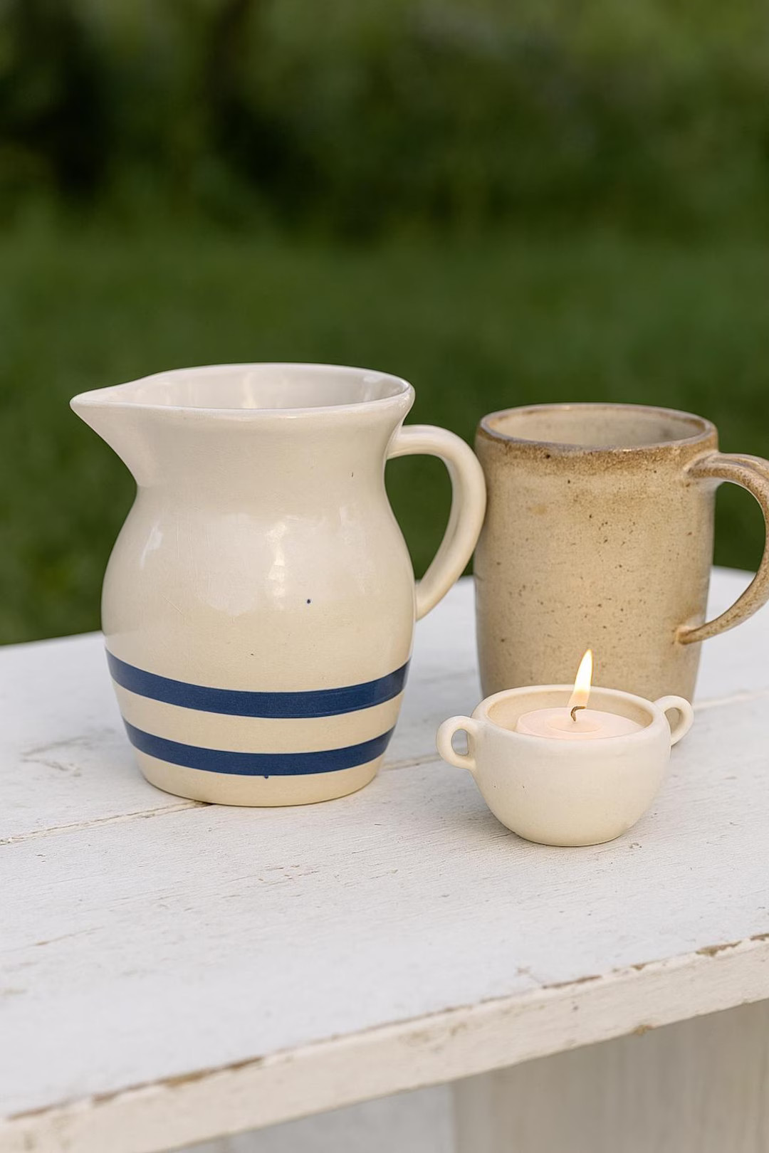Vintage RRP Co. Roseville Blue Band Stoneware Pitcher – 4.5” Farmhouse Jug - Etsy | Etsy (US)