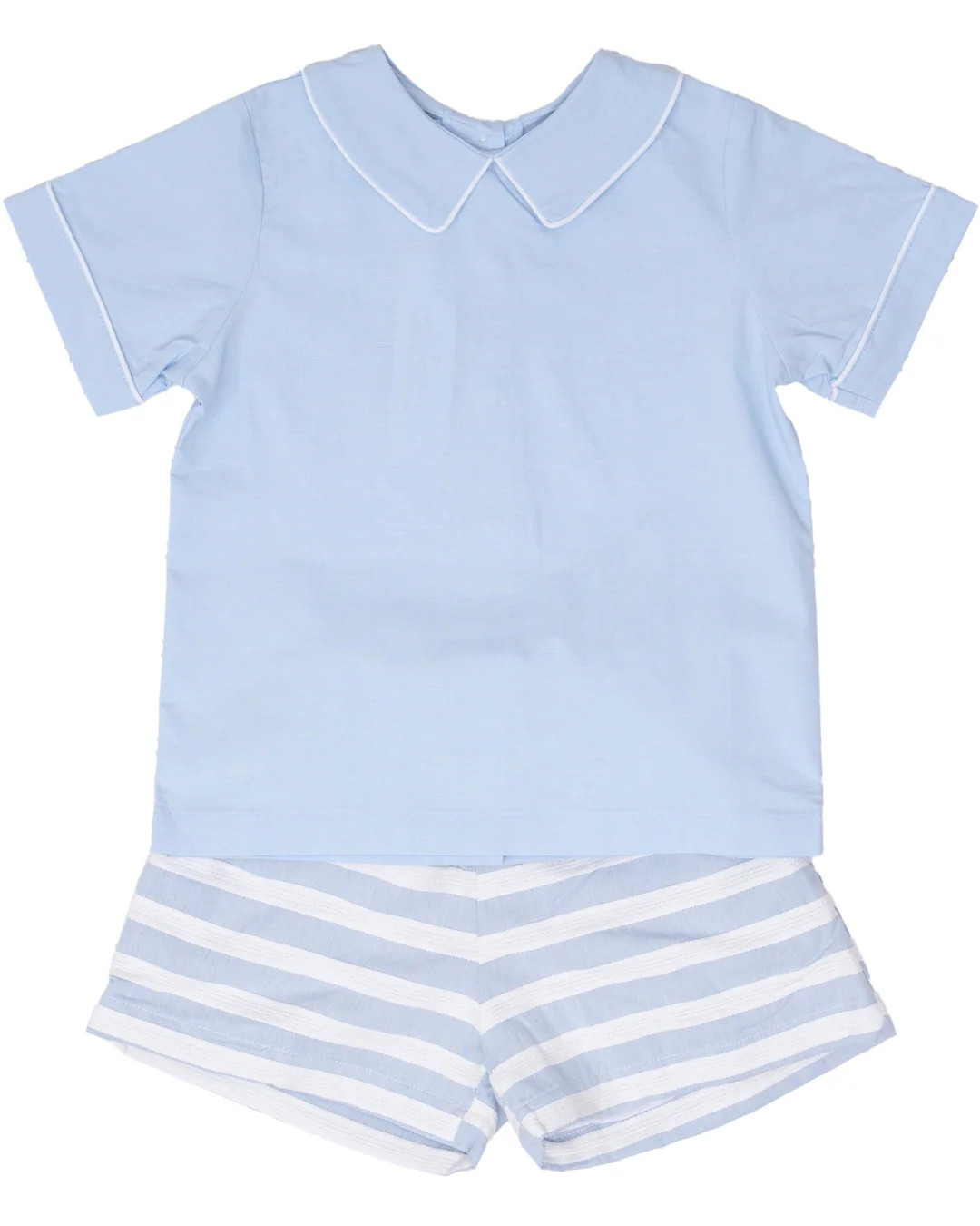 John Blue and White Stripe Short Set | The Oaks Apparel Company