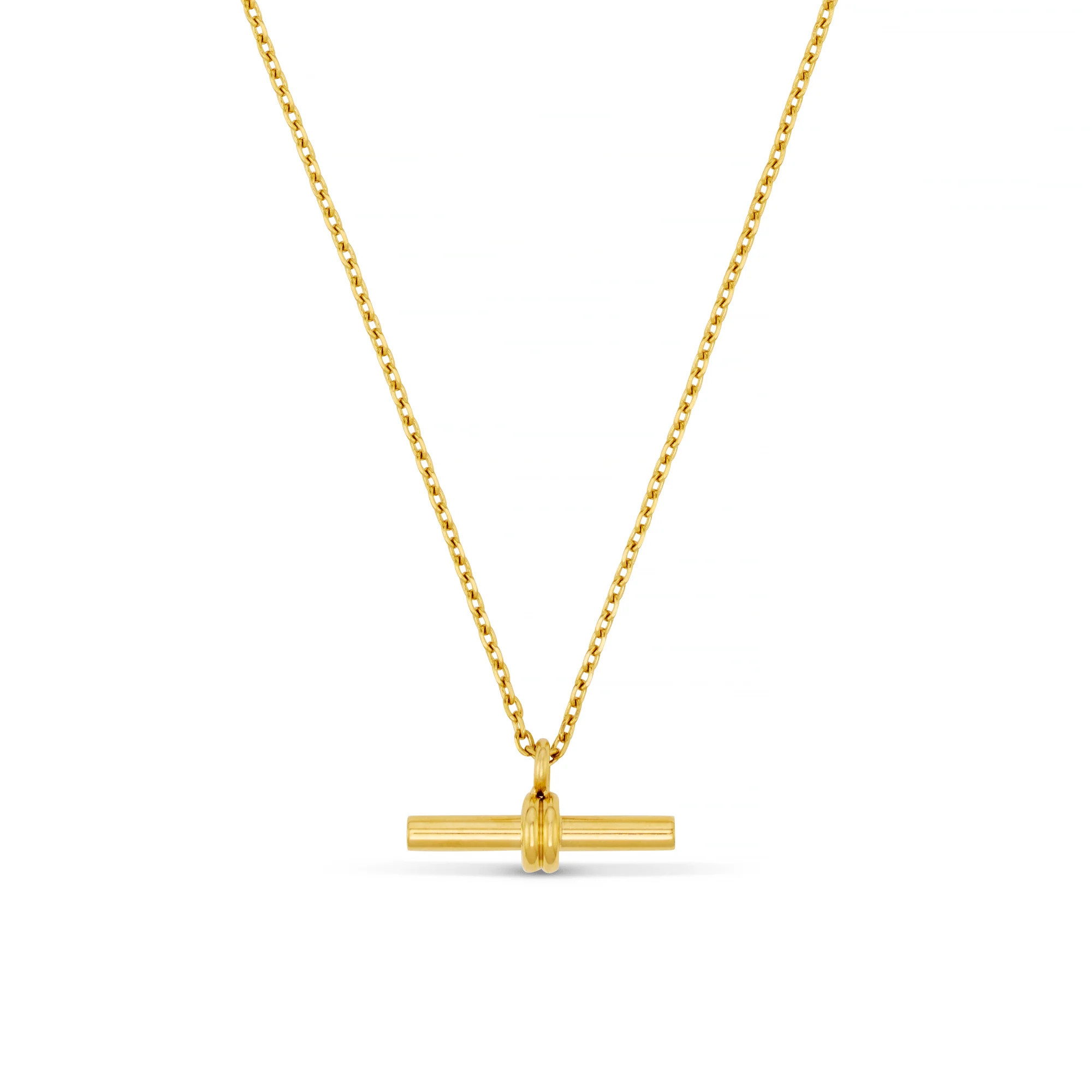 Fine Chain T-Bar Drop Necklace - Gold - Orelia | Orelia