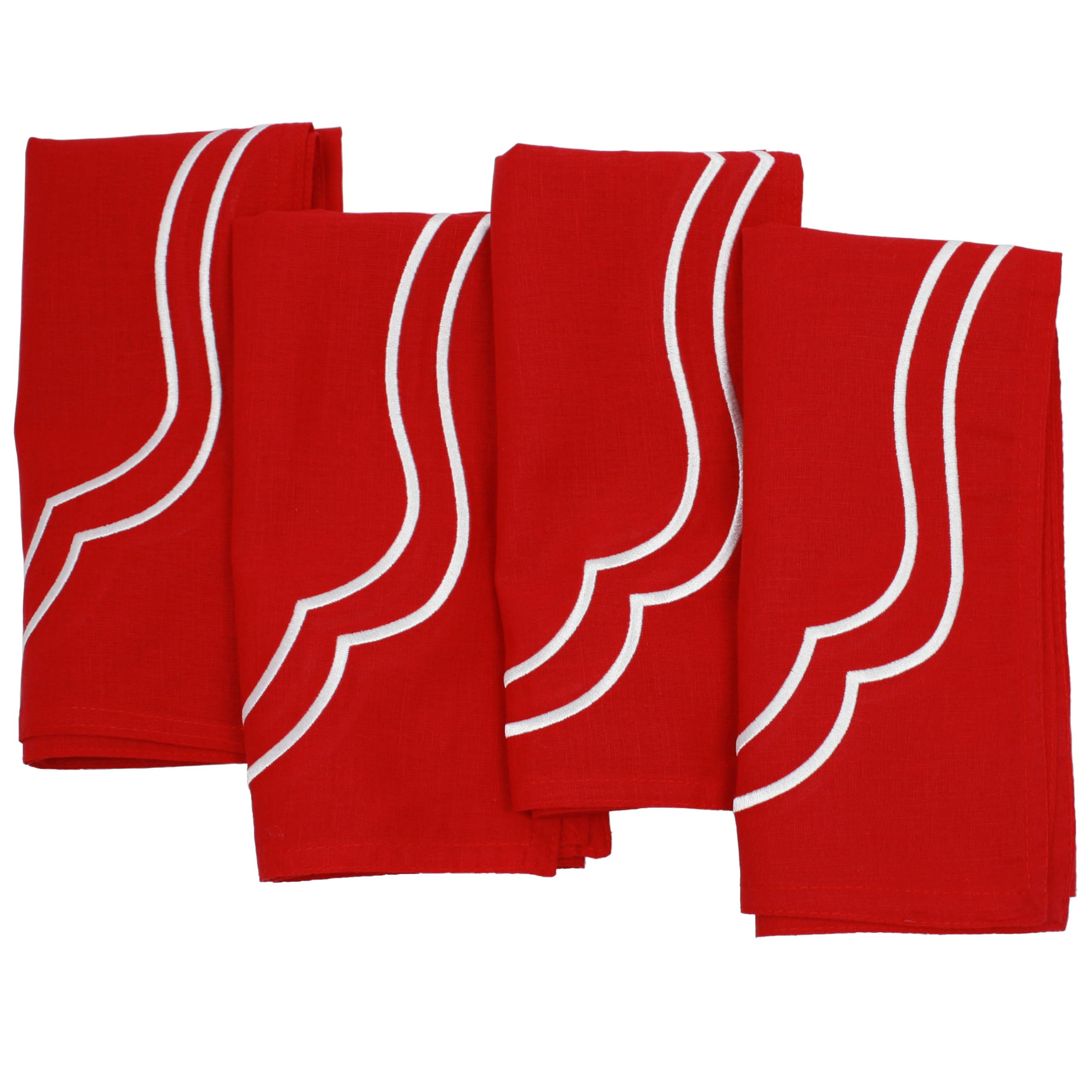 Cotton Linen Embroidered Napkins – Set of 4, 20x20 Elegant Cloth Napkin for Dining, Weddings, S... | Amazon (US)