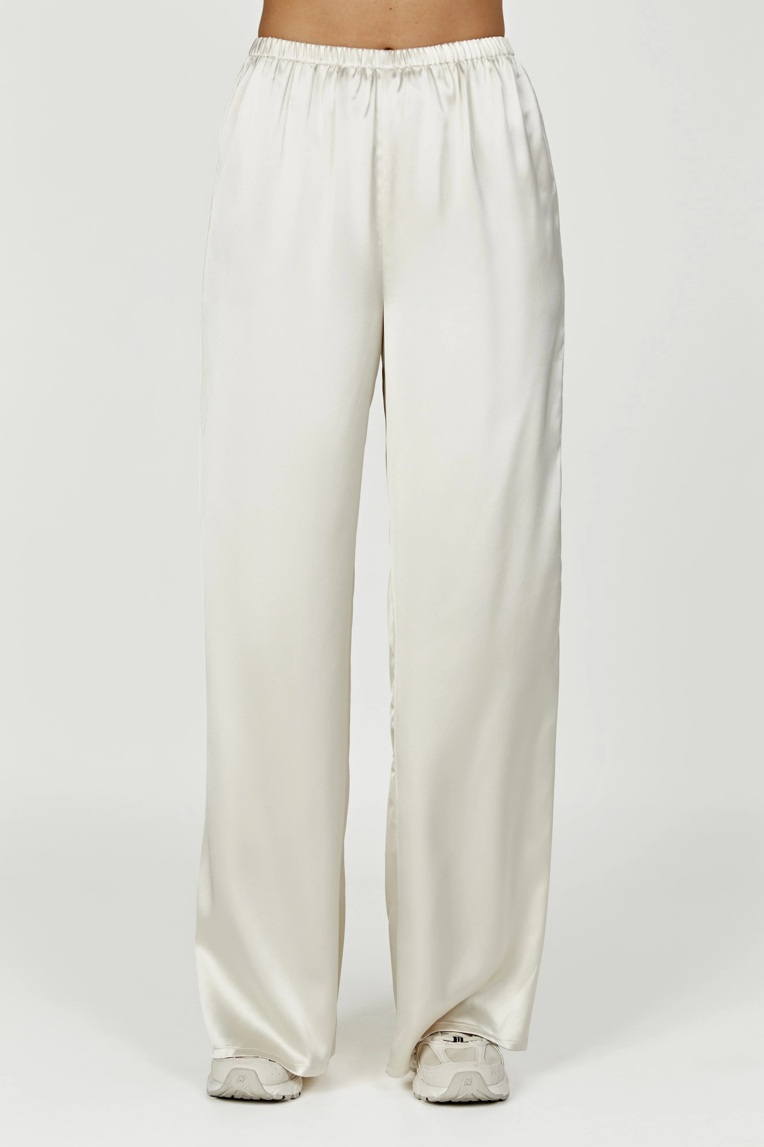 Marciela Satin Straight Leg Pant - Ivory | MESHKI US