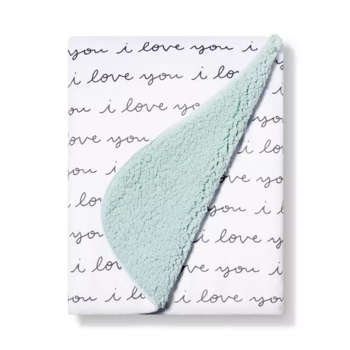 Plush Velboa Baby Blanket I Love You - Cloud Island™ White/Black | Target