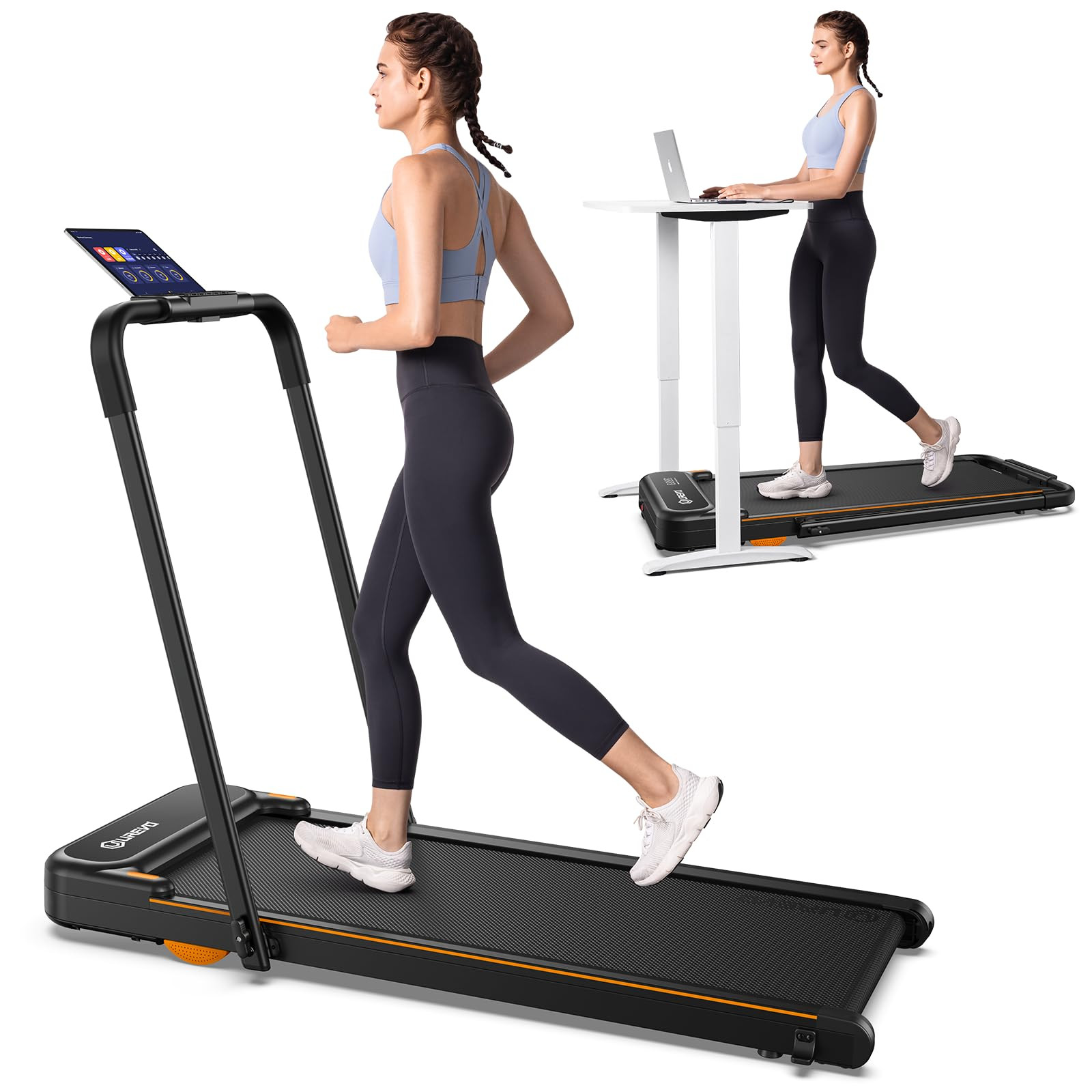 UREVO Strol 2E Smart 2-in-1 Folding Treadmill, Compact Walking Pad with Safety Handle, Plug and P... | Amazon (US)