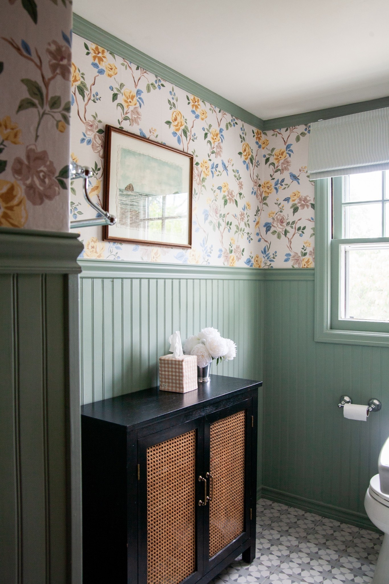 Paint this cabinet: yay or nay?

With a beautiful new wallpaper, subtly striped window, shade, and watercolor, the black is just feeling like a sore thumb. It went with my previous modern traditional look in here but… Now… I’m pretty sure painting it is the right move, but I am tired. 🤪 Maybe I could get primer tinted to the beadboard color, for the first coat? Do they do it that dark? That would help. And I would change the hardware!

#LTKHome