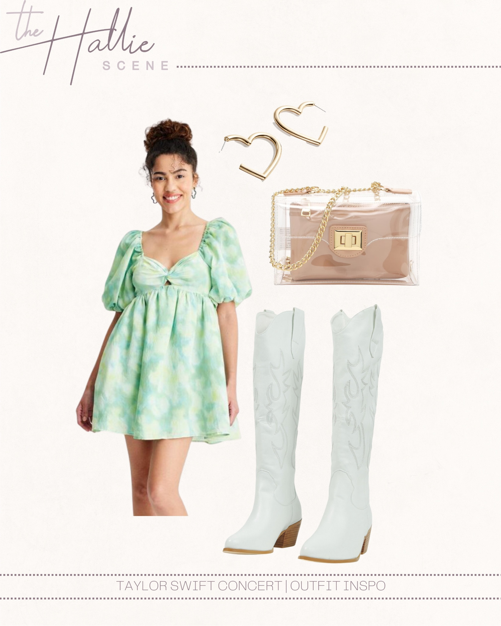 Taylor Swift outfit // eras tour // eras concert outfit 

Spring dress // lover era // white cowboy boots // spring boots // clear purse 

#LTKstyletip #LTKFind #LTKSeasonal