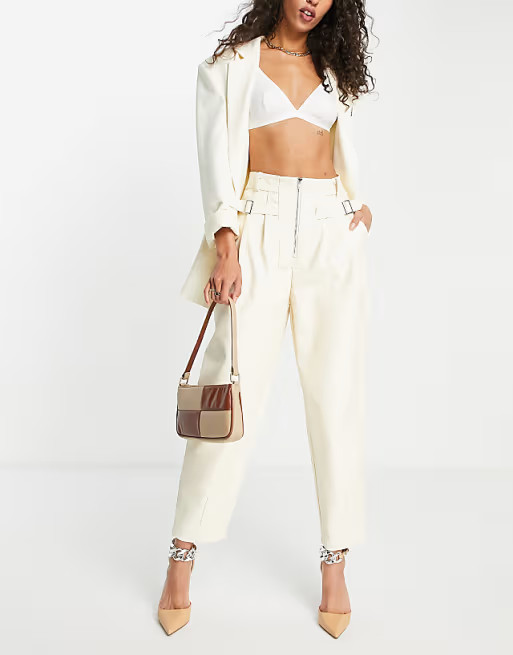 Ghospell faux leather pants in cream | ASOS (Global)