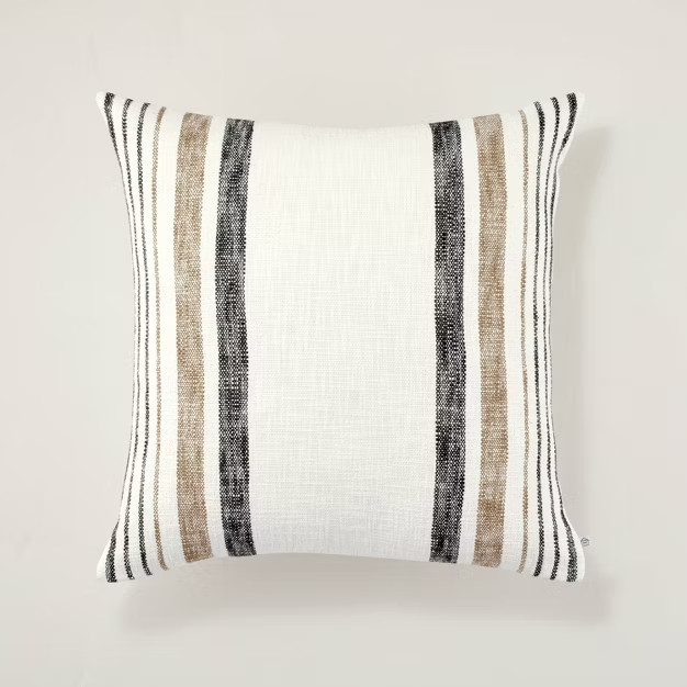 24" x 24" Border Stripe Square Throw Pillow  Tan/Gray/Cream - Hearth & Hand™ wi... | Target