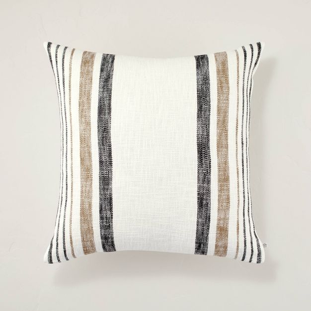 24" x 24" Border Stripe Square Throw Pillow  Tan/Gray/Cream - Hearth & Hand™ with Magnolia | Target