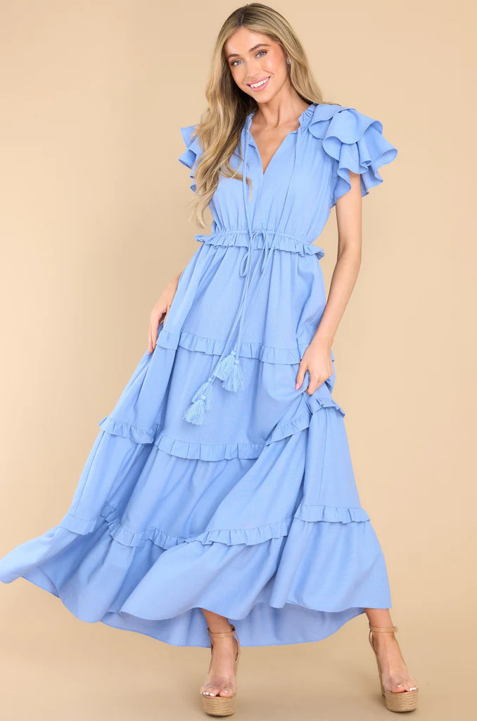 Ruffle Some Feathers Blissful Blue Maxi Dress | Red Dress 