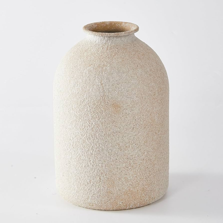 Beige Metal Vase, Textured Speckled Beige Decorative Vase, Modern Minimalist Tall Round Vase for ... | Amazon (US)