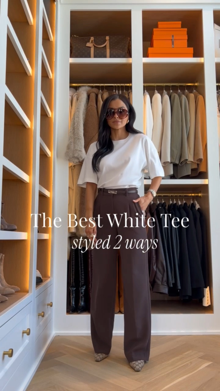 The best white tee styled two ways. This white tee from Aritzia is the elevated basic I tell all my friends to buy because it is not sheer and subtly cinches the waist. One look pairs it with the Aritzia Effortless Crepette pant and a Zara faux leather jacket, and the other with classic denim and a faux fur coat for cozy spring outfit inspiration.

White Tee - wearing an XS
Aritzia Pants - wearing size 0, available in multiple lengths
Adolge Denim - wearing a 24, runs TTS
Linking similar faux fur coats

miamiamine aritzia barclay t shirt best white tee spring outfit ideas aritzia effortless crepette pant zara faux leather jacket casual denim outfits elevated basics capsule wardrobe staples everyday outfit inspiration chic outfit inspo

#LTKspringtrends #LTKWorkwear #LTKspring
