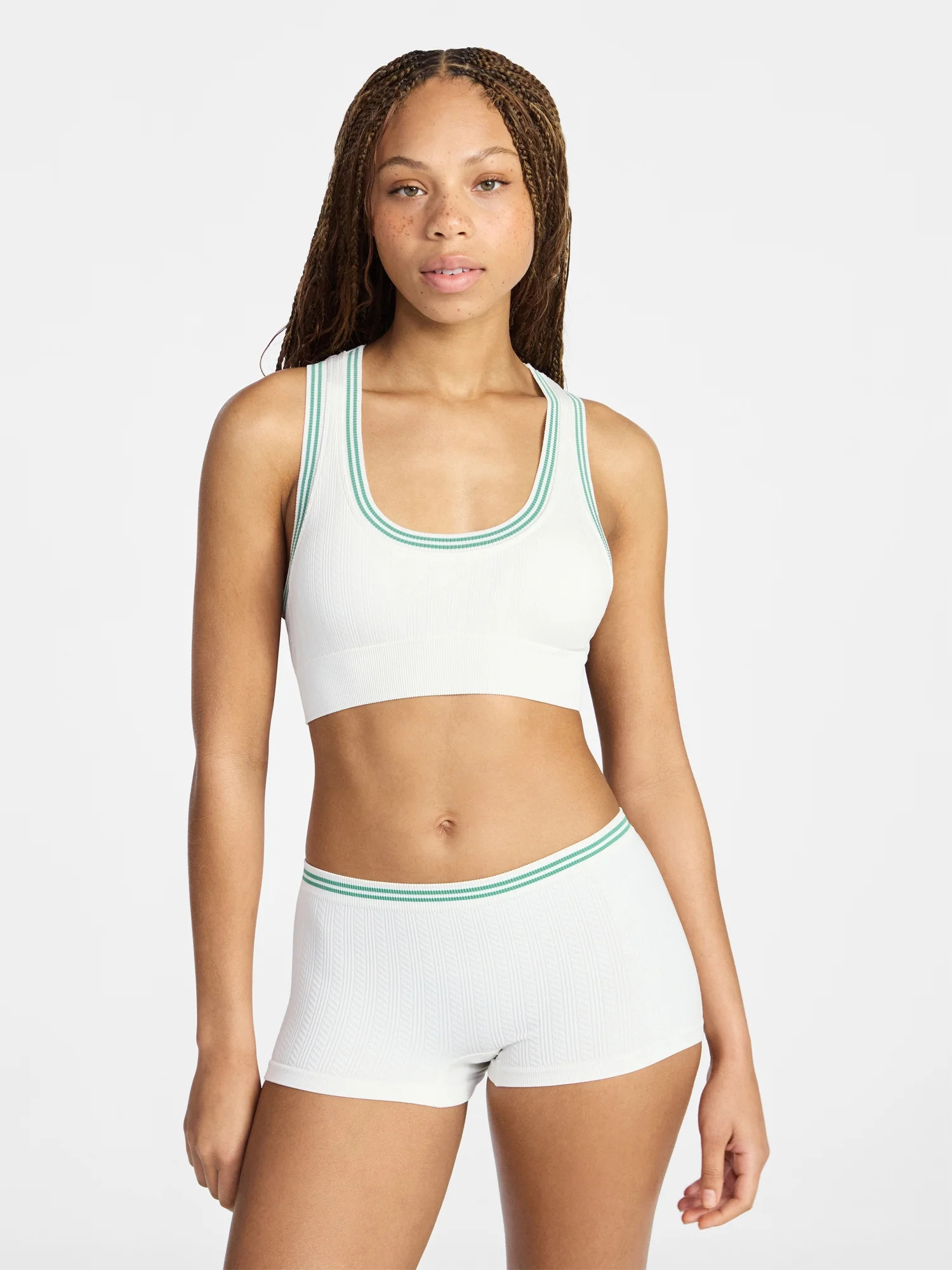 No Boundaries Seamless Racerback Bralette and Boyshort Set, 2-Piece, Women's XS-XXXL | Walmart (US)
