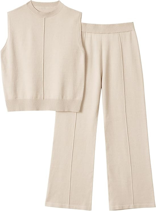 LILLUSORY Lounge Sets for Women Summer 2 Piece Outfits 2025 Two Piece Vacation Matching Mock Neck... | Amazon (US)