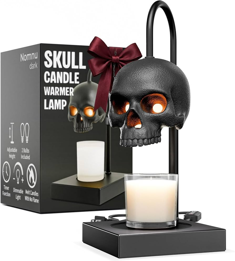 Nomnu Skull Candle Warmer Lamp, Black Spooky Gothic Decor w/Timer & Dimmer | Amazon (US)