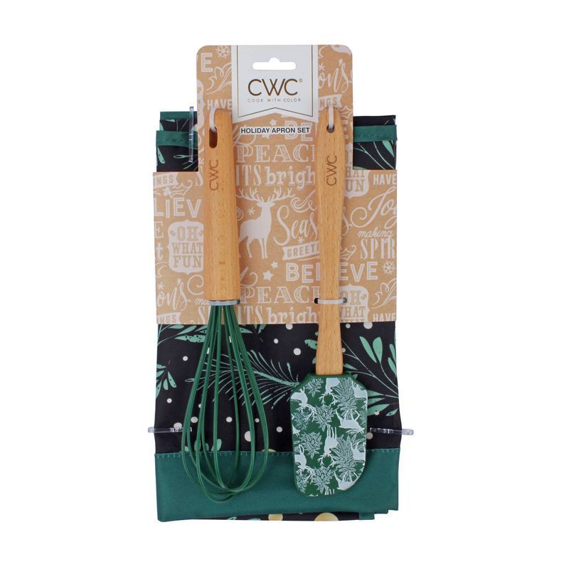 3pc Cotton Apron Set Green - Cook With Color | Target