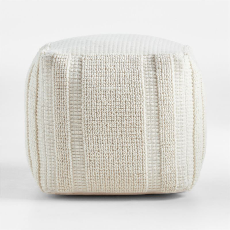 Pampas Ivory Textured Plaid 18"x18" Pouf + Reviews | Crate & Barrel | Crate & Barrel