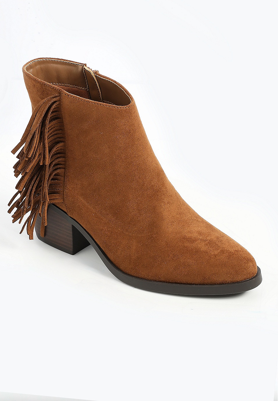 SuperCush Riley Fringe Block Heel Boot | Maurices