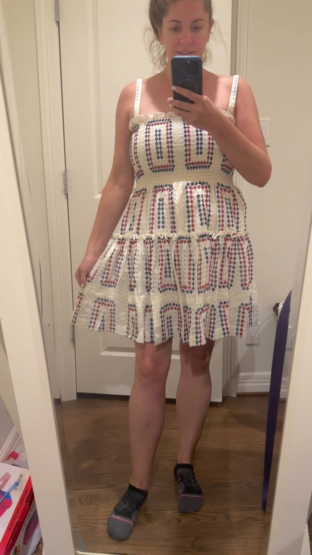 This look would have been so good for the 4th of July, but it came out right after the holiday. I ordered the entire Geo Eyelet line  from Hill House Home (long nap dress, mini dress, shorts, shirt, bow…) Unfortunately I did not find it flattering, but they did all fit true to size. I am normally a size 16 and in these clothes chose XL as the best fit. Hill House carries XXXS-XXL. 

Shorts currently sold out. 

#LTKVideo