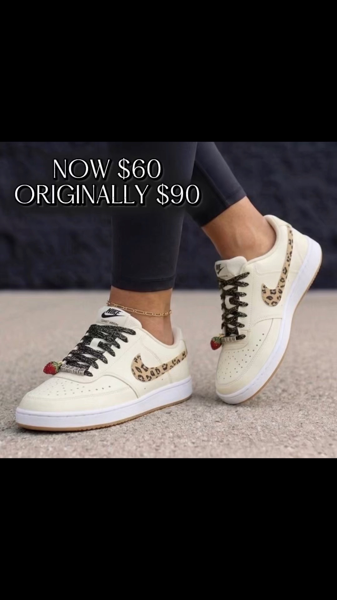 Nike leopard sneakers now $63 originally $90 runs true to size