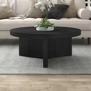 Meyer&Cross Holm 36 in. Black Grain Round MDF Top Coffee Table CT2097 - The Home Depot | The Home Depot