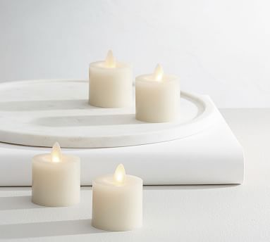 Premium Flickering Flameless Wax Votive Candles, Ivory - Set of 4 | Pottery Barn (US)