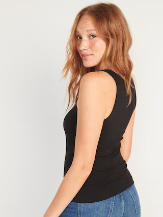 First-Layer Rib-Knit V-Neck Tank Top for Women | Old Navy (US)