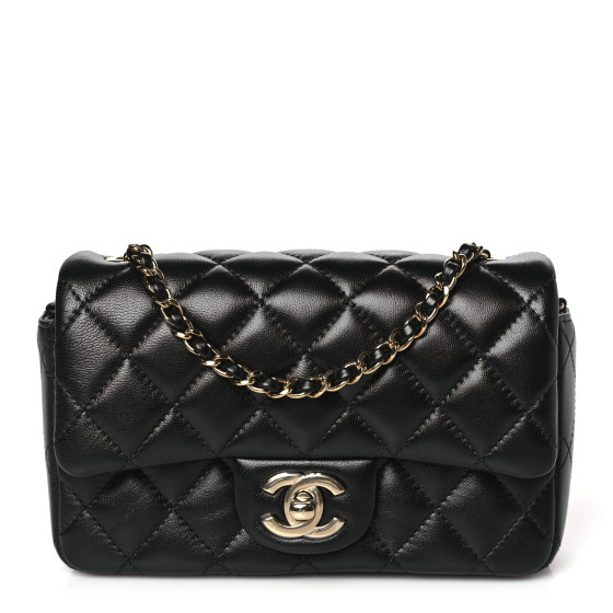 Lambskin Quilted Mini Rectangular Flap Black | FASHIONPHILE (US)