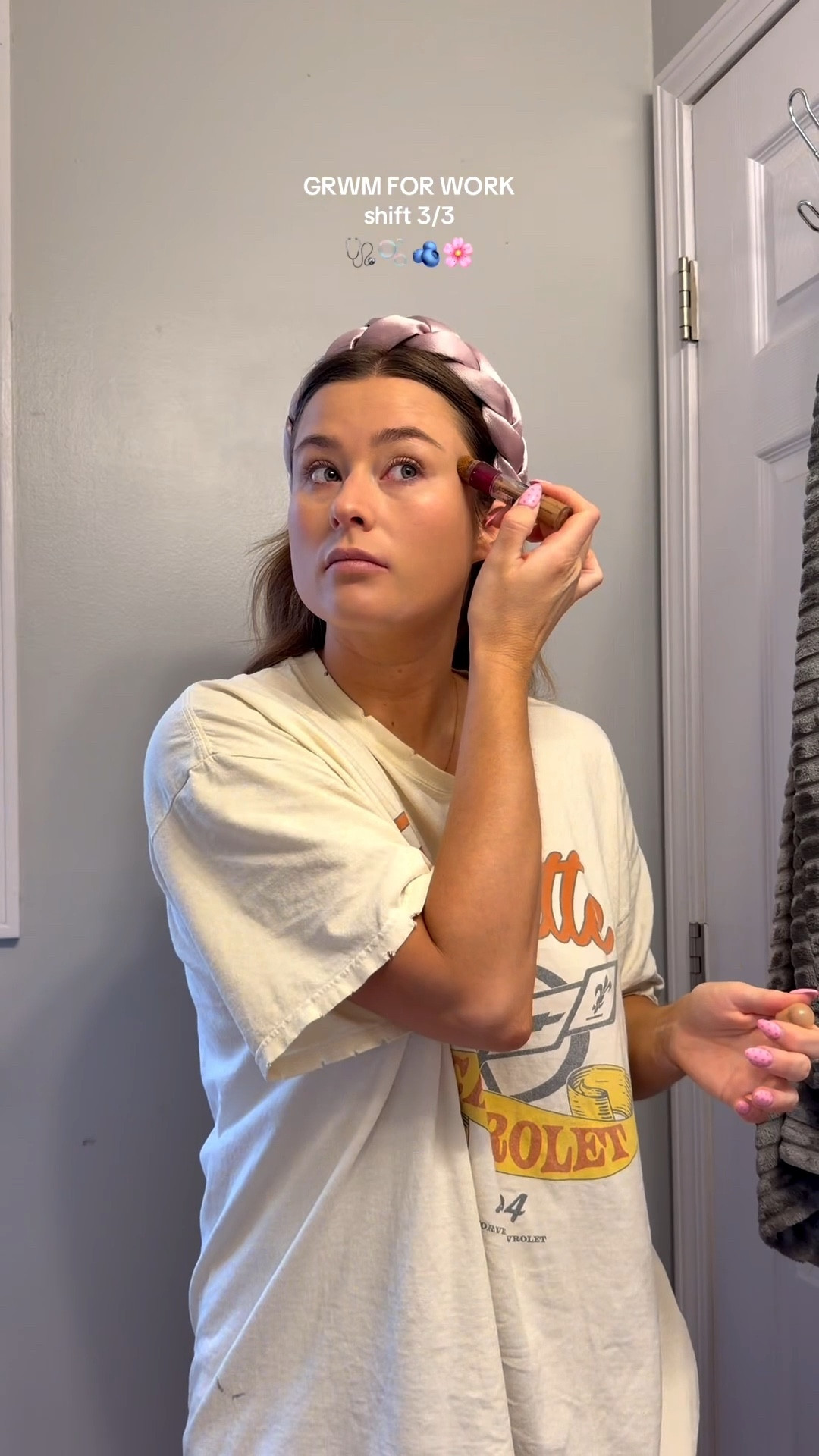 get ready with me for work! everyday makeup routine for work. lightweight natural makeup. no makeup makeup look. scrubs are my favorite - @Fabletics wearing my true size! 

#LTKvlog #LTKgrwm #LTKootd