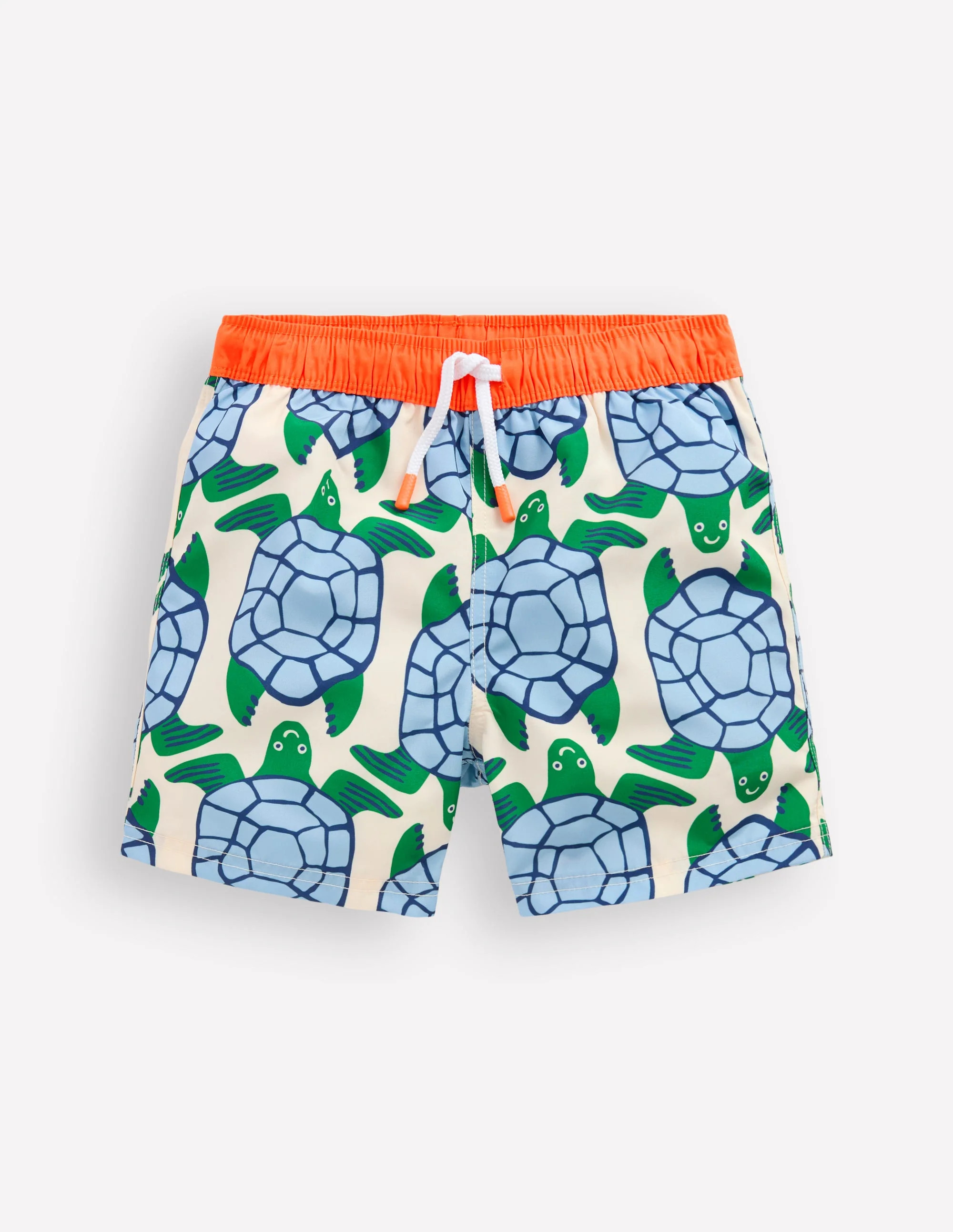 Swim Shorts-Calico White Turtles Geo | Boden (US)