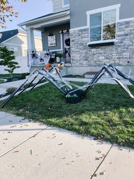 DIY large yard spider. Fun for Halloween outdoor decorations! 

#LTKHoliday #LTKHalloween #LTKSeasonal
