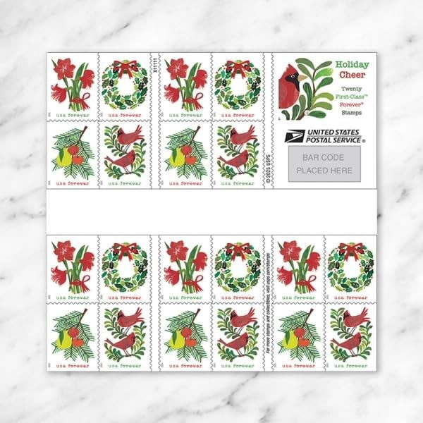 Holiday Cheer 2025 (Book of 20) First-Class Mail Forever Postage Stamps | Amazon (US)