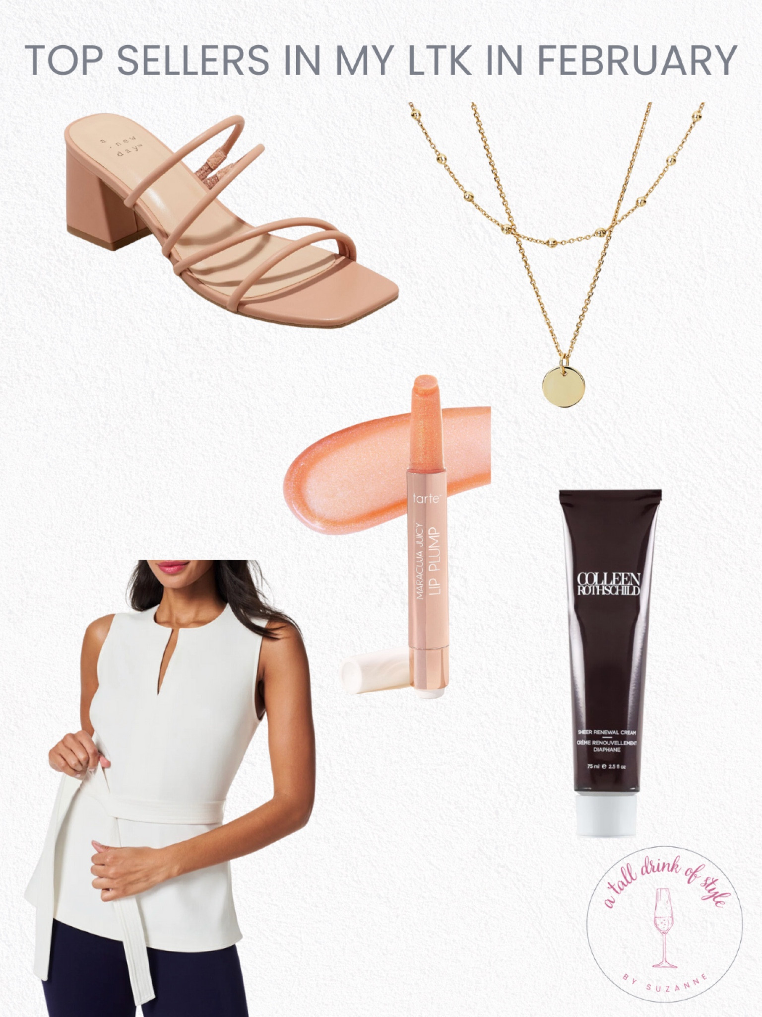 Top sellers in my LTK in February 

Target sandals, Ana Luisa Willow necklace, Tart juicy lips, Colleen Rothschild Sheer Renewal cream, Spanx Ponte tie waist top 

fashion for women over 50, tall fashion, smart casual, work outfit, workwear, timeless classic outfits, timeless classic style, classic fashion, jeans, date night outfit, dress, spring outfit

#LTKshoecrush #LTKworkwear #LTKbeauty