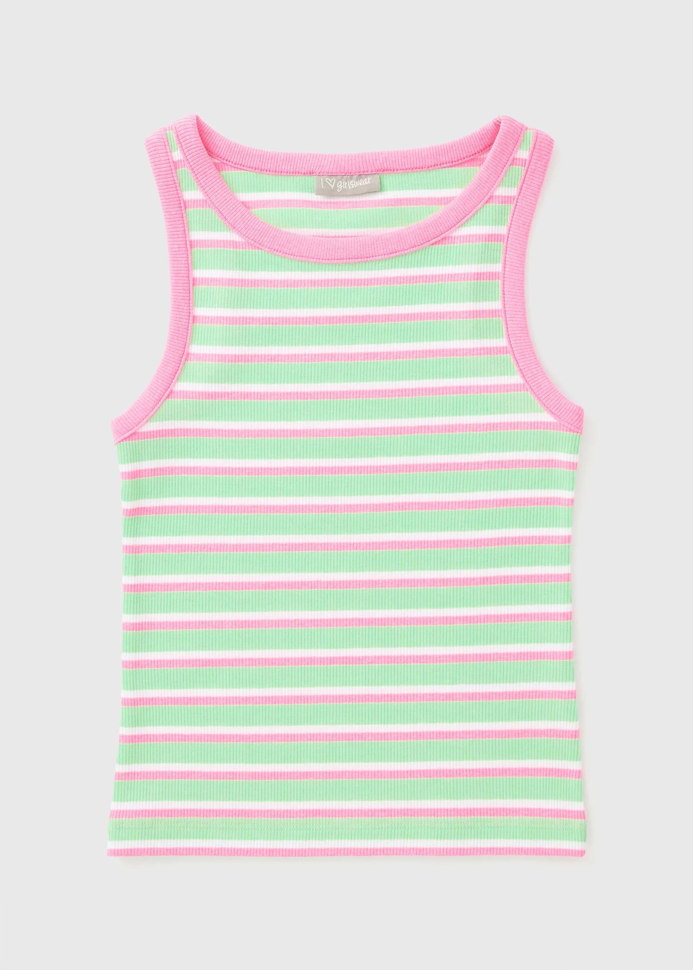 Girls Pink & Green Stripe Vest (7-15yrs) | Matalan (UK)