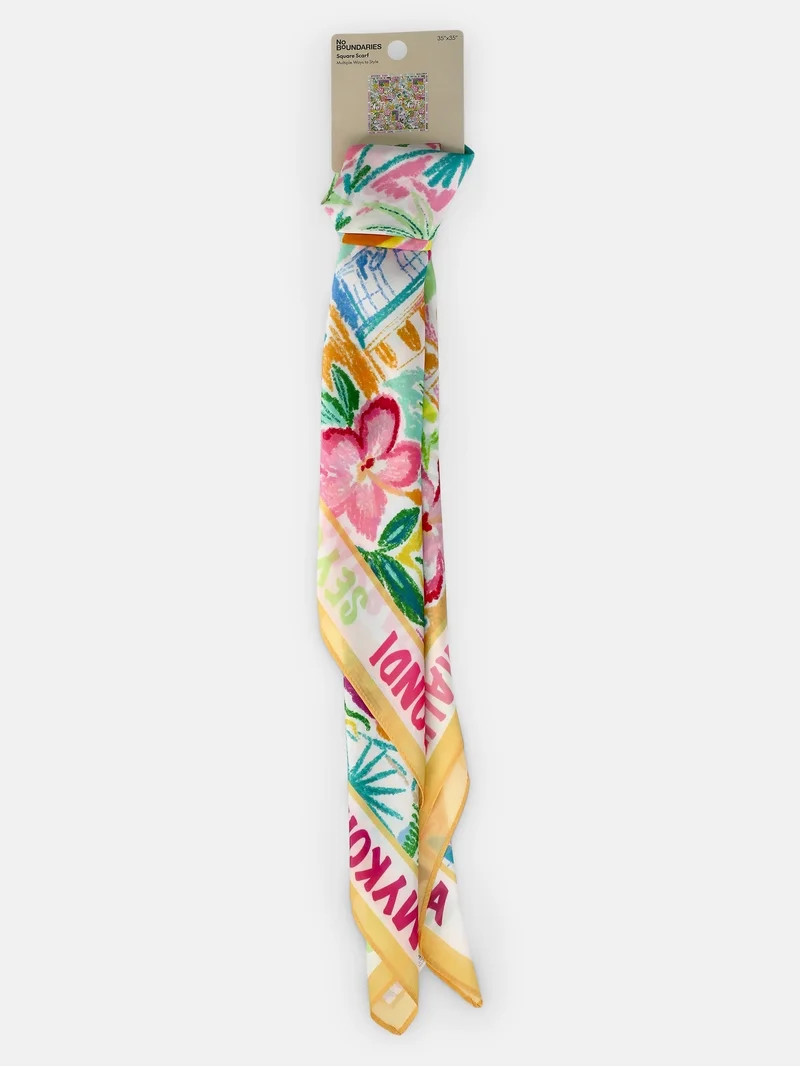 No Boundaries Printed Square Scarf, Women’s | Walmart (US)