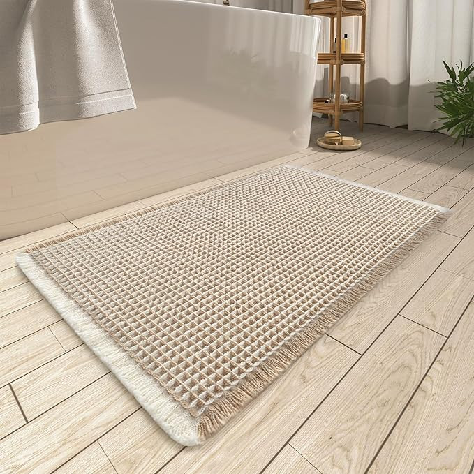 AMOAMI Upgraded Waffle Bath Mat, Super Absorbent Non Slip Bath Mats for Bathroom Floor, Machine W... | Amazon (US)