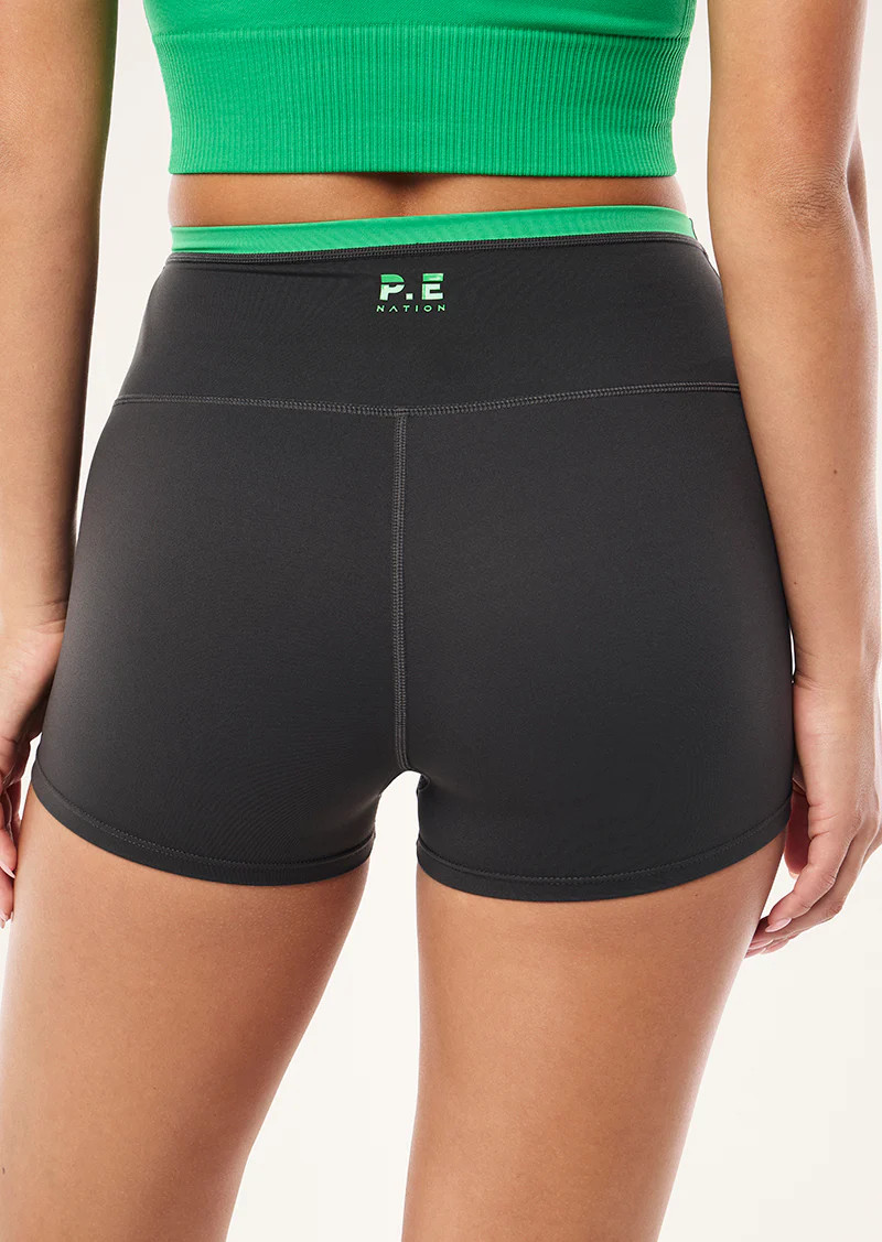 VITA 2.5" BIKE SHORT IN CAVIAR & KELLY GREEN | P.E Nation AU