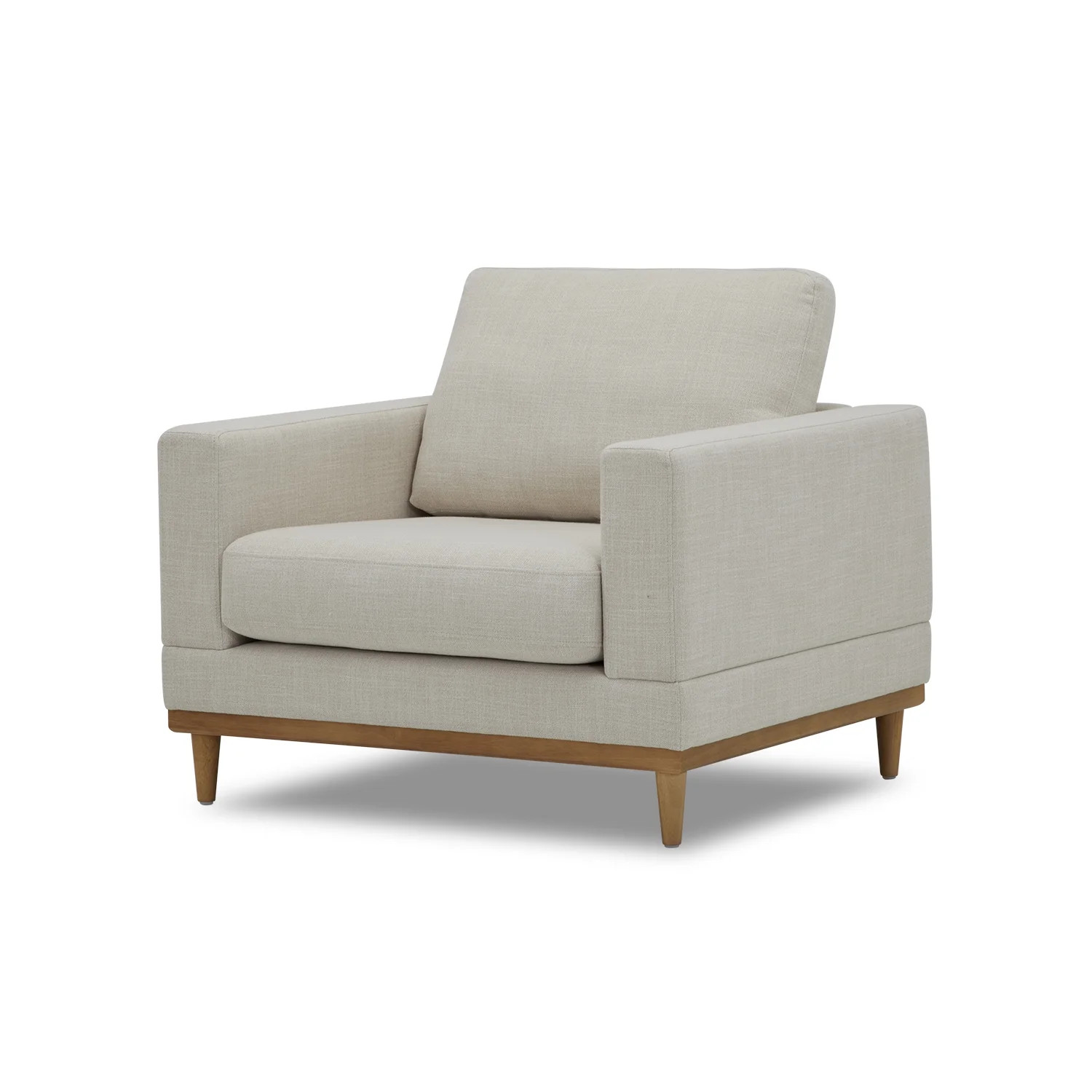 Better Homes & Gardens Springwood Wood Frame Accent Chair, Cream Linen | Walmart (US)