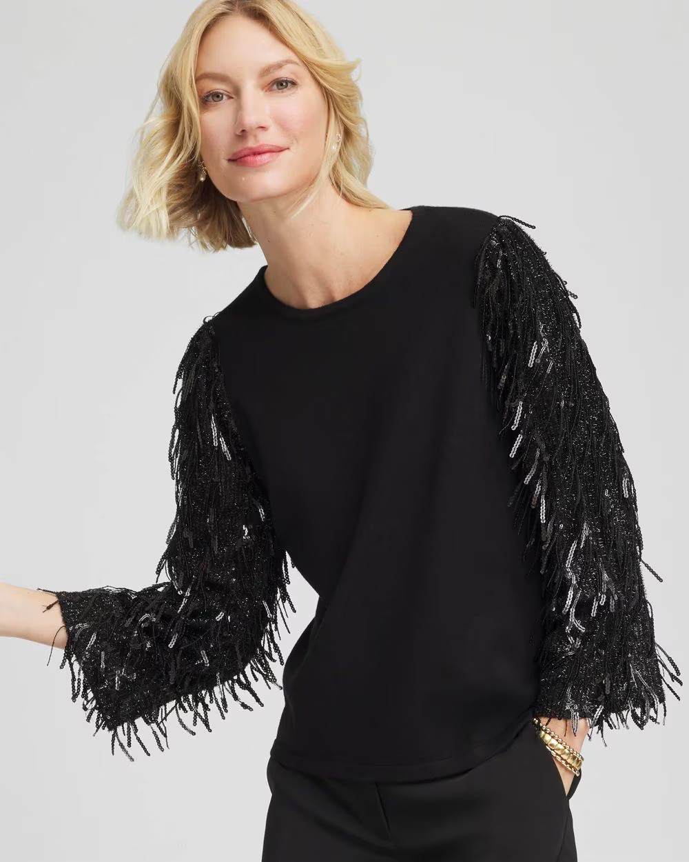 Fringe Sequins Pullover Sweater | Chico's