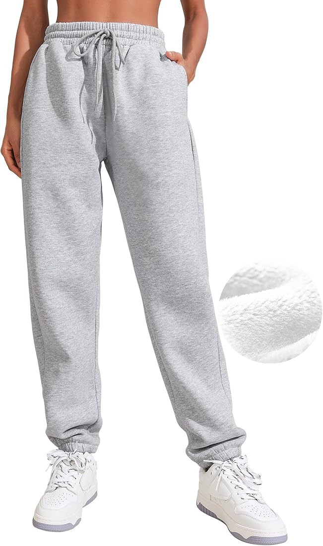 Pinspark Women's Fleece Lined Sweatpants 2023 Winter Joggers Athletic Pants Casual Thick Warm Tro... | Amazon (US)