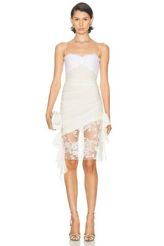 Alessandra Rich Lace Mini Dress in White | FWRD 