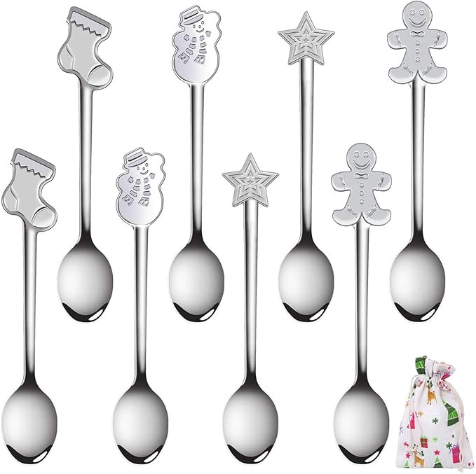 8pcs Christmas Coffee Spoons Stainless Steel Stirring Spoons Creative Mini Tea Spoon for Stirring... | Amazon (US)