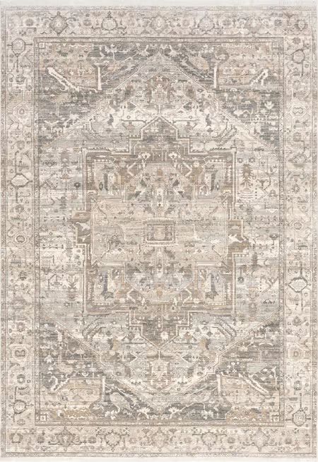 Silver Fringed Medallion 8' x 10' Area Rug | Rugs USA
