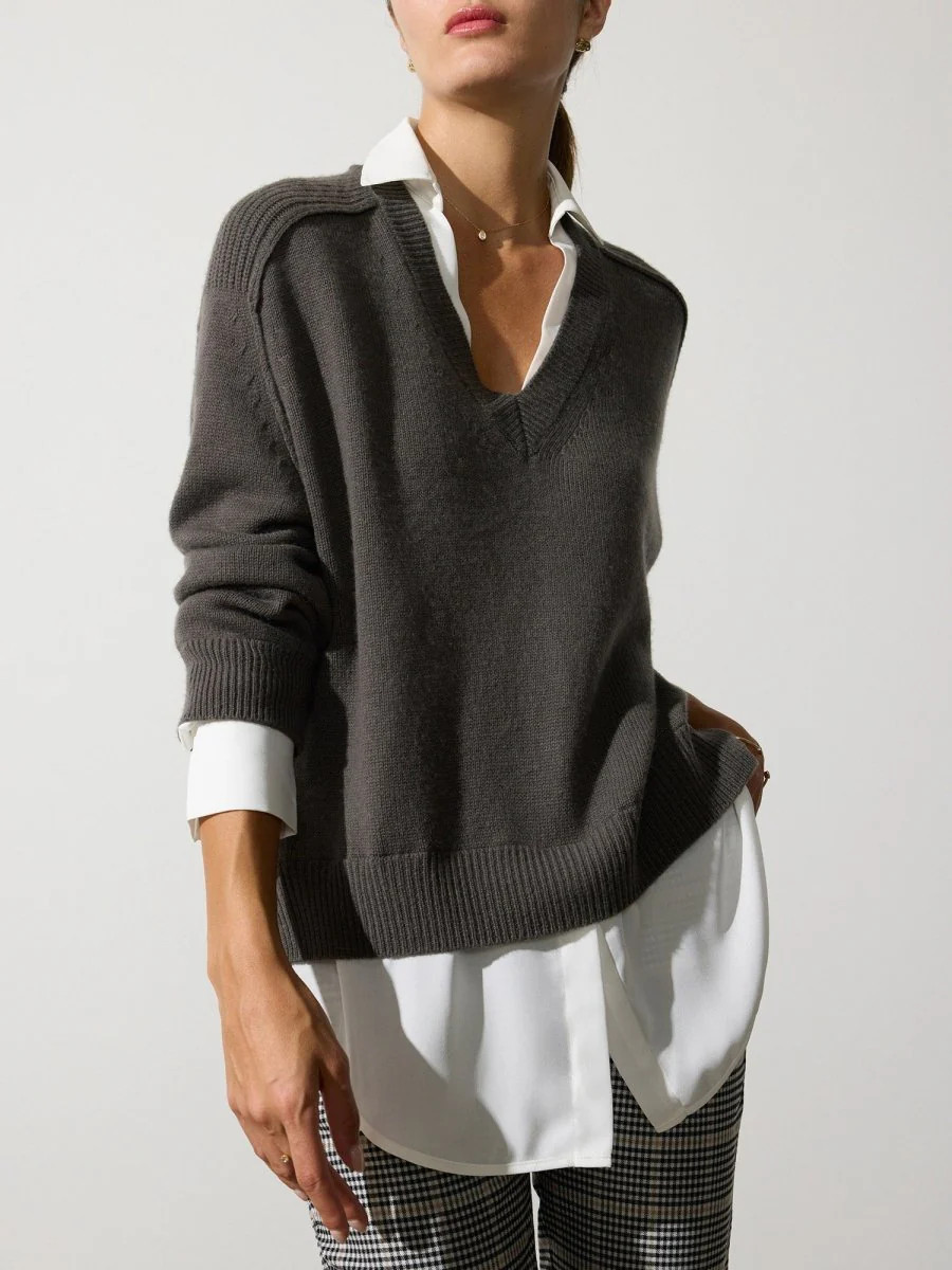 Green Looker Layered V Neck Sweater Hunter | Brochu Walker | Brochu Walker