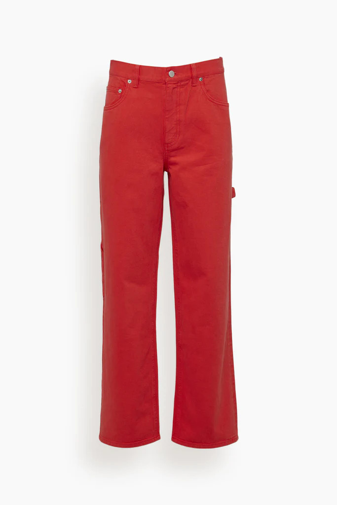 Garment Washed Twill Sam Jean in Red | Hampden Clothing